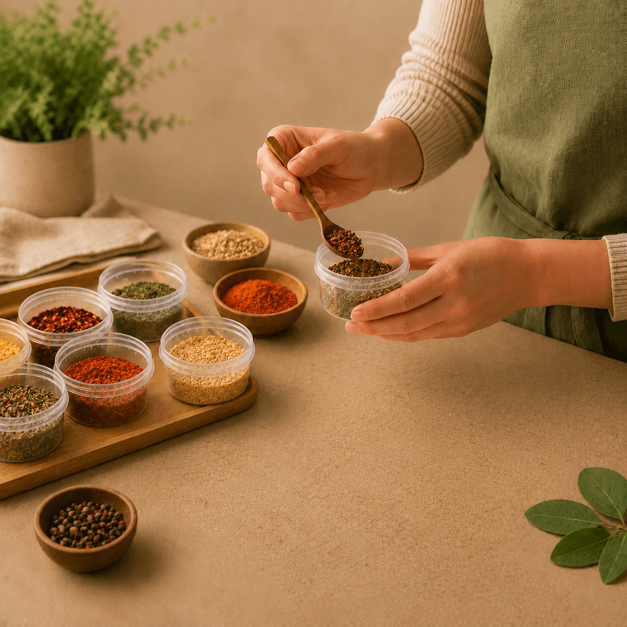 Ingredientes separados para temperos artesanais