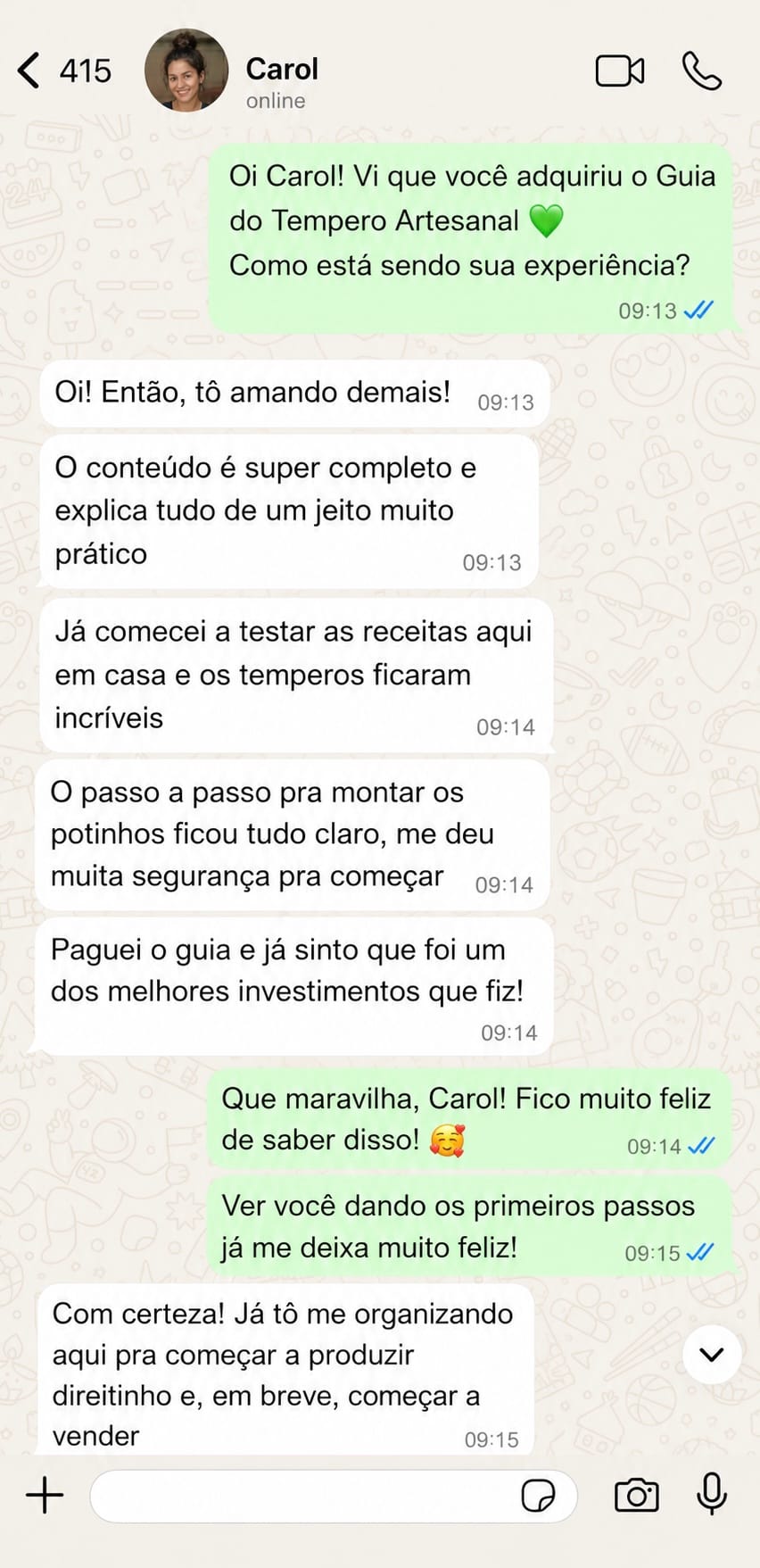 Print de resultado com temperos artesanais