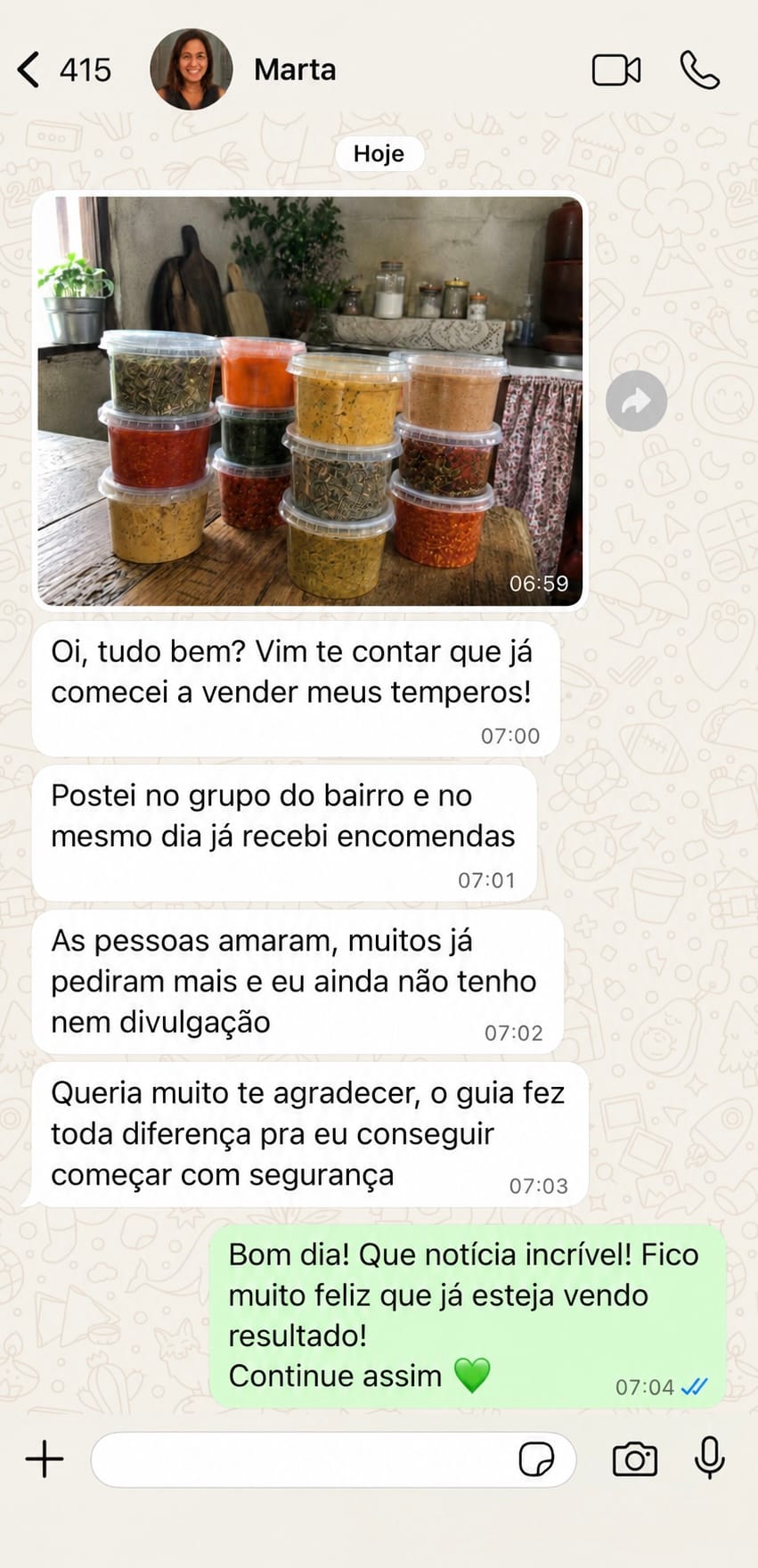 Resultado de venda de temperos artesanais